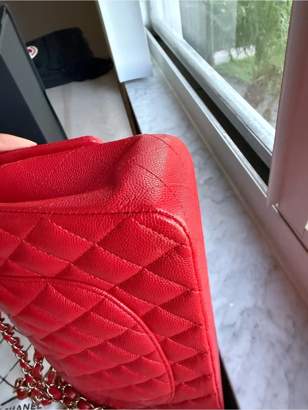 Chanel Red Quilted Classic Double Flap Shoulder Bag with Gold Hardware